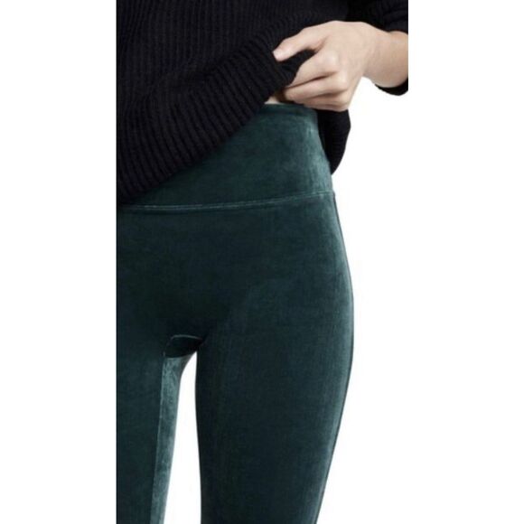 Spanx Velvet Green Leggings - Size Medium- Green - Picture 1 of 9